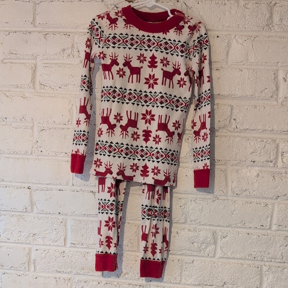 Hanna Andersson Red and White Fair Isle Organic Pajama Set - Picture 1 of 9